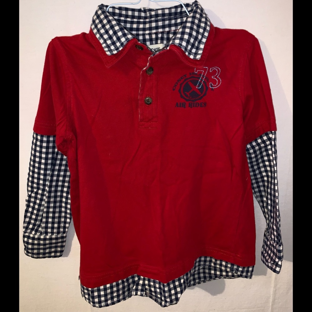 Super Cute!! 5T black checked red Shirt set